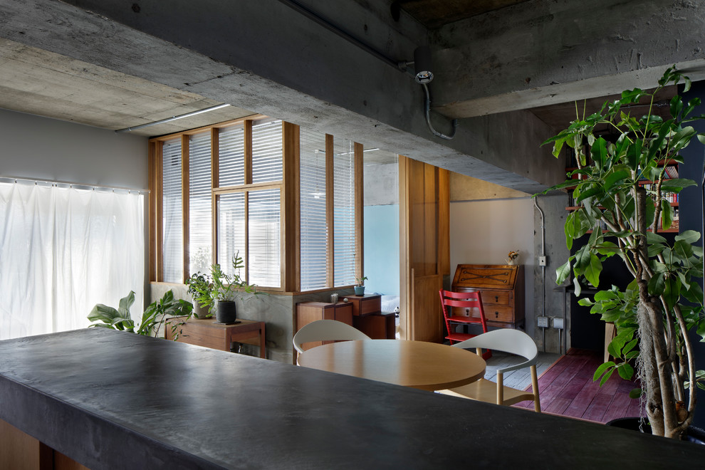 Inspiration for an industrial dining room remodel in Tokyo Suburbs