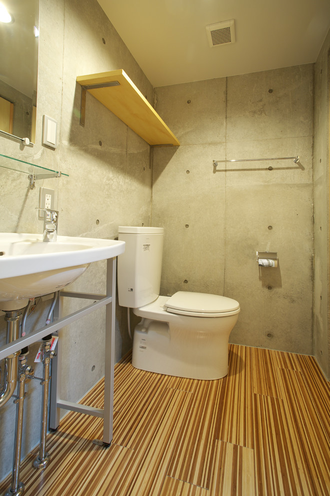 Example of an urban powder room design in Tokyo