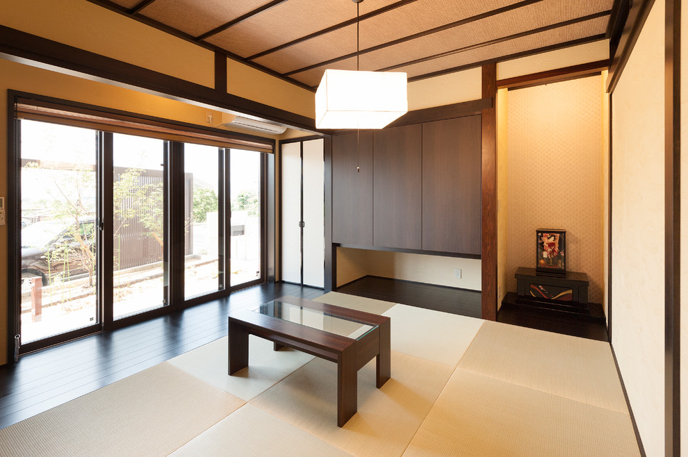 Modelo de sala de estar de estilo zen con alfombra