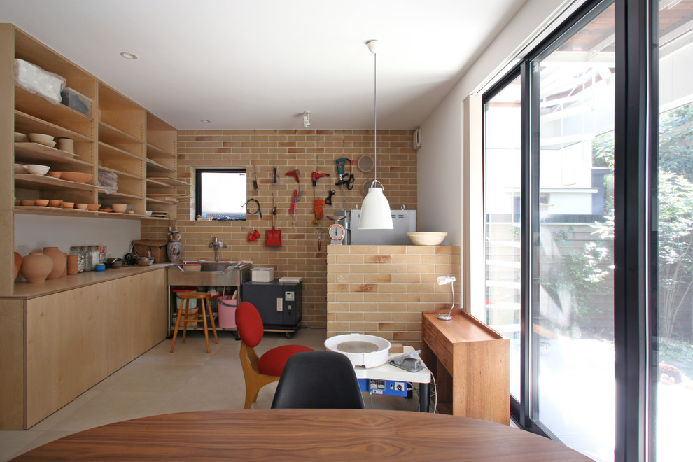 Inspiration for a modern home office remodel in Tokyo