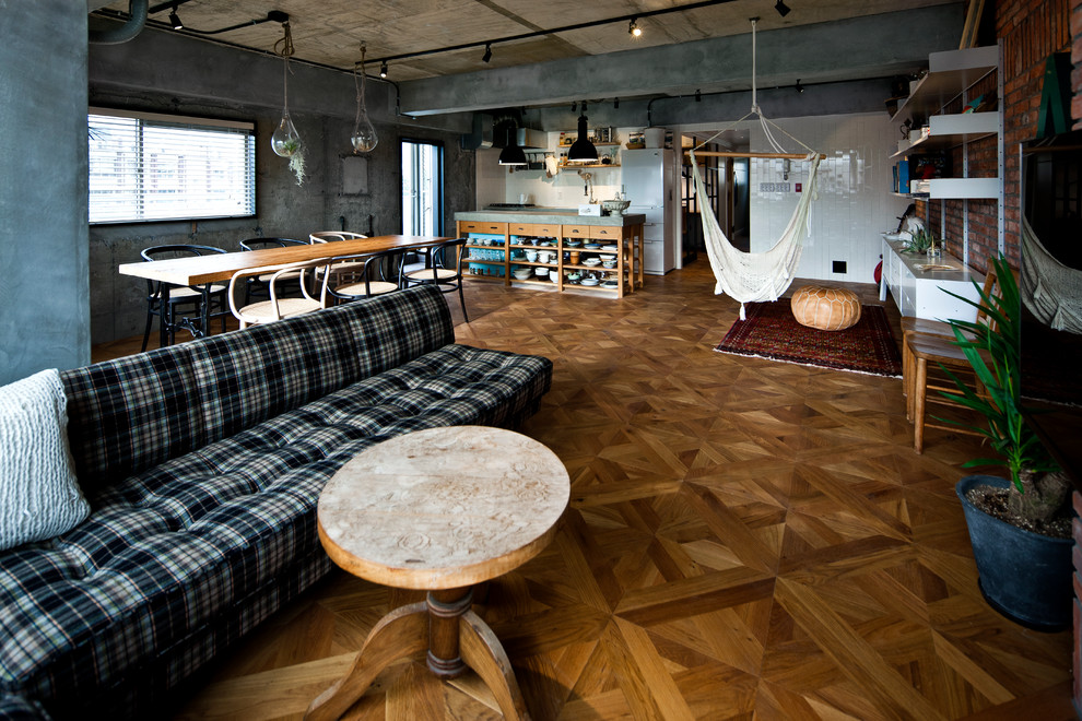 Living room - industrial living room idea in Tokyo