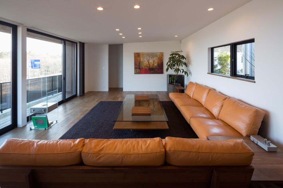 Example of a minimalist living room design in Other