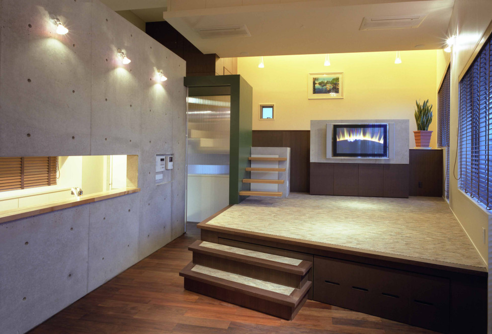 Modernes Wohnzimmer in Nagoya