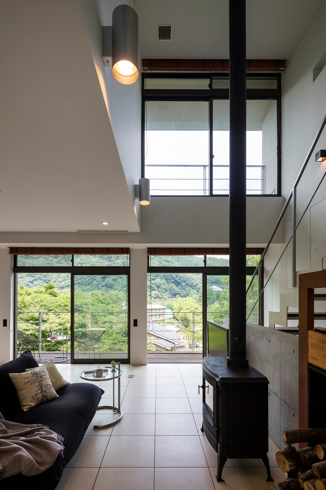 Inspiration for a modern living room remodel in Kyoto
