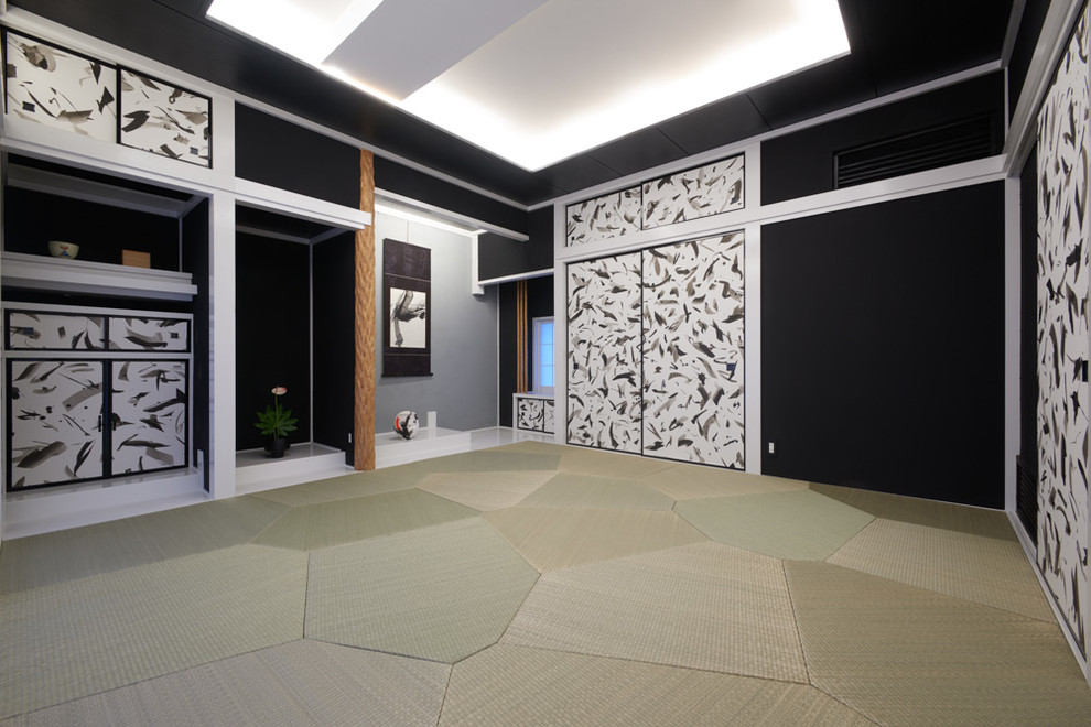 Modern inredning av ett vardagsrum, med tatamigolv