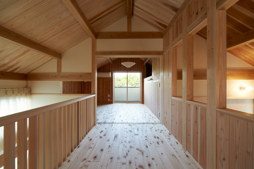 Inspiration for a light wood floor and beige floor playroom remodel in Osaka with beige walls
