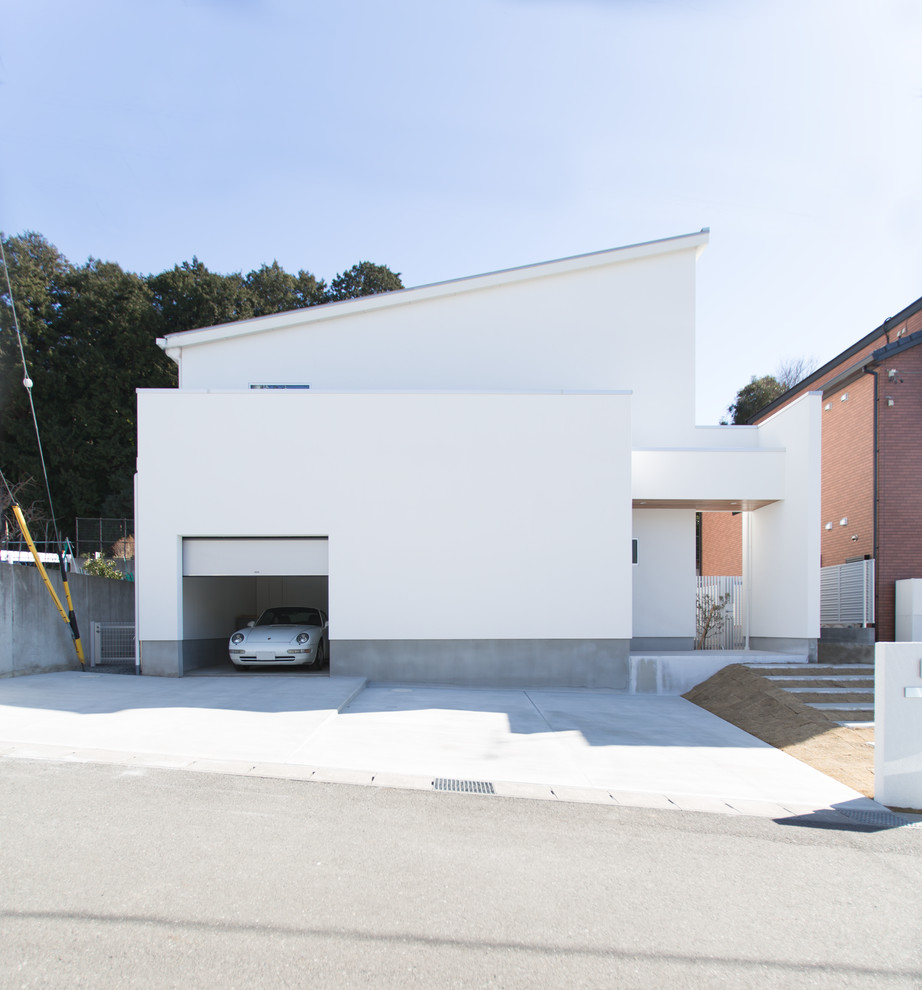 Idéer för stora minimalistiska vita hus, med två våningar