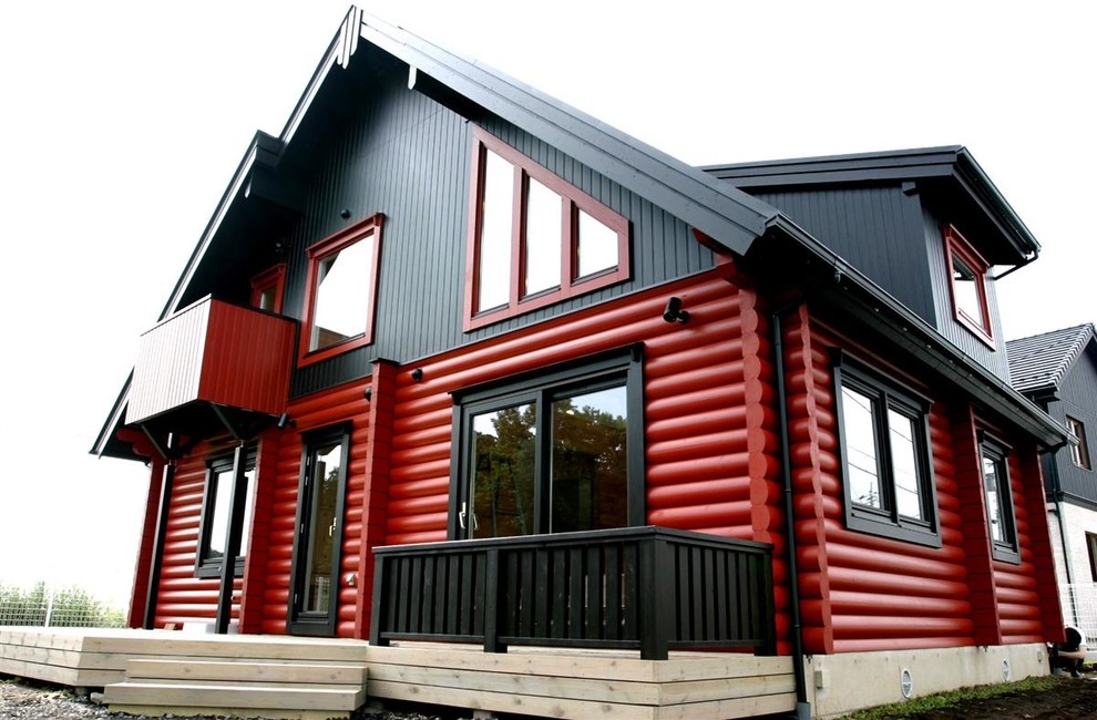 Пример оригинального дизайна: дом из бревен в скандинавском стиле