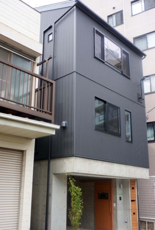 東京23区にあるアジアンスタイルのおしゃれな家の外観 (メタルサイディング) の写真