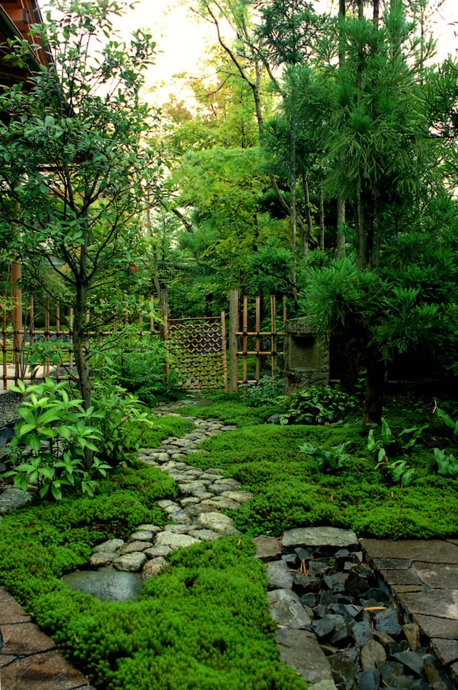 На фото: участок и сад в восточном стиле с