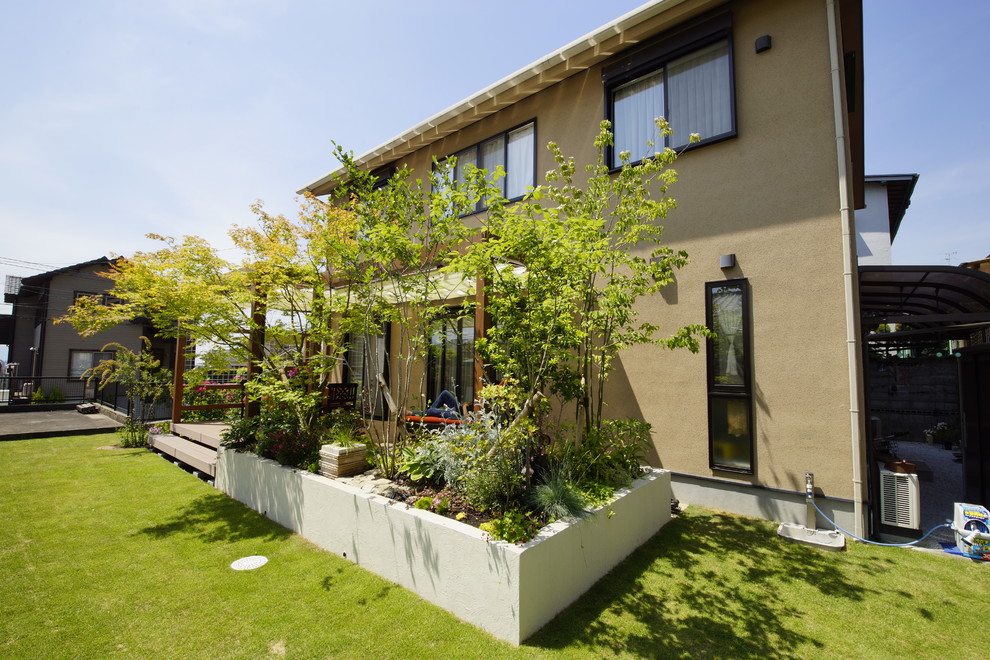 Design ideas for a modern full sun backyard landscaping in Other.