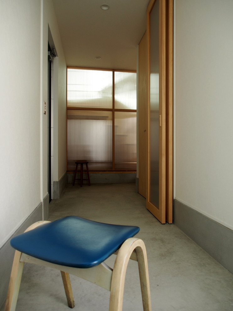 Источник вдохновения для домашнего уюта: прихожая в стиле фьюжн с бетонным полом и серым полом