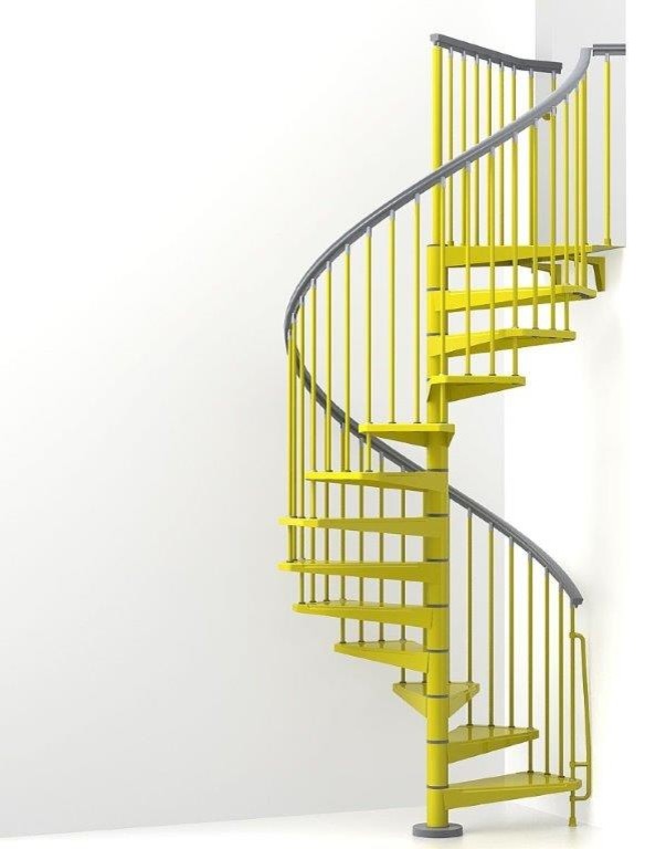 Diseño de escalera de caracol exótica con escalones de metal