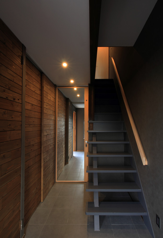 Источник вдохновения для домашнего уюта: прямая лестница среднего размера в стиле лофт без подступенок